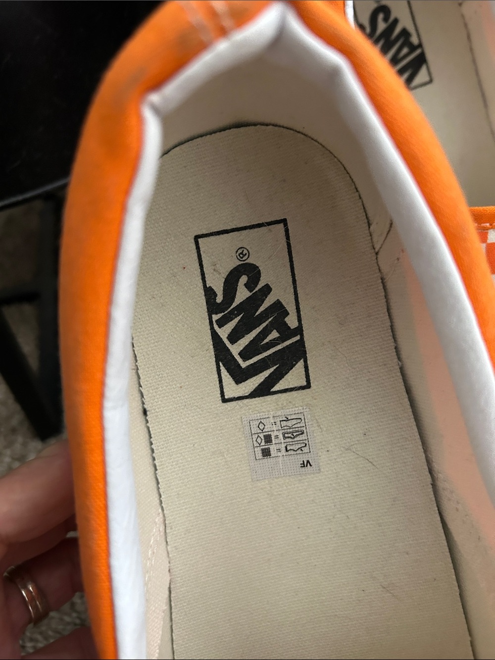 Vans Orange & White Checkerboard Slip-On Sneakers - Picture 2 of 9